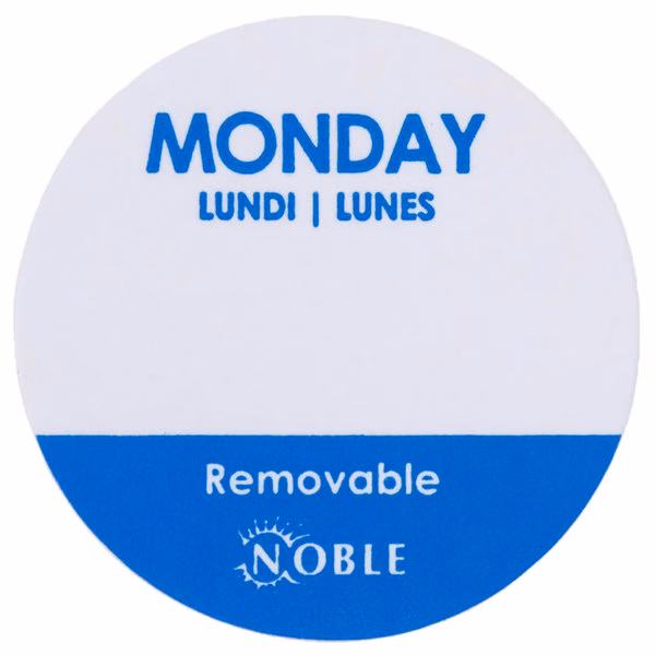 25mm Round Clean Peel Removable Labels Monday 1000 Labels — image 2