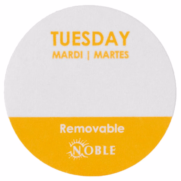 25mm Round Clean Peel Removable Labels Tuesday 1000 Labels