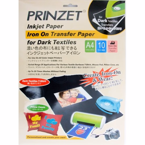 PRINZET A4 Iron-On 170gsm for dark textile 10 sheets per pack