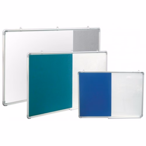 YOSOGO Dualboard Aluminium Frame 1200mm W x 900mm H - 1/2 Magnetic Whiteboard, 1/2 Bulletin Board